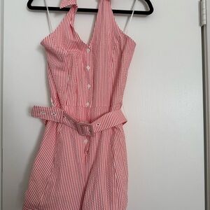 Ted and White Textured Romper with belt